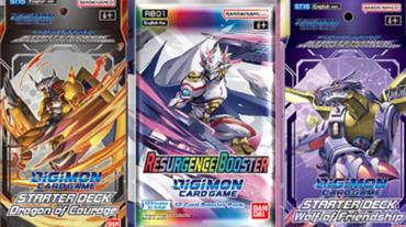 DIGIMON CARD GAME Resurgence Booster [RB01], Dragon of Courage [ST15] e Wolf of Friendship [ST16]